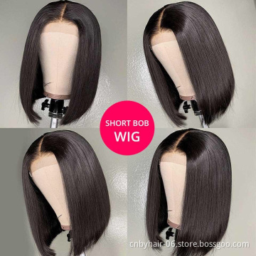 WKSwigs Straight Bob Wigs Brazilian Human Hair Lace Front Closure Short Bob Wig Wholesale Straight Human Hair Bob Raw Brazilian
